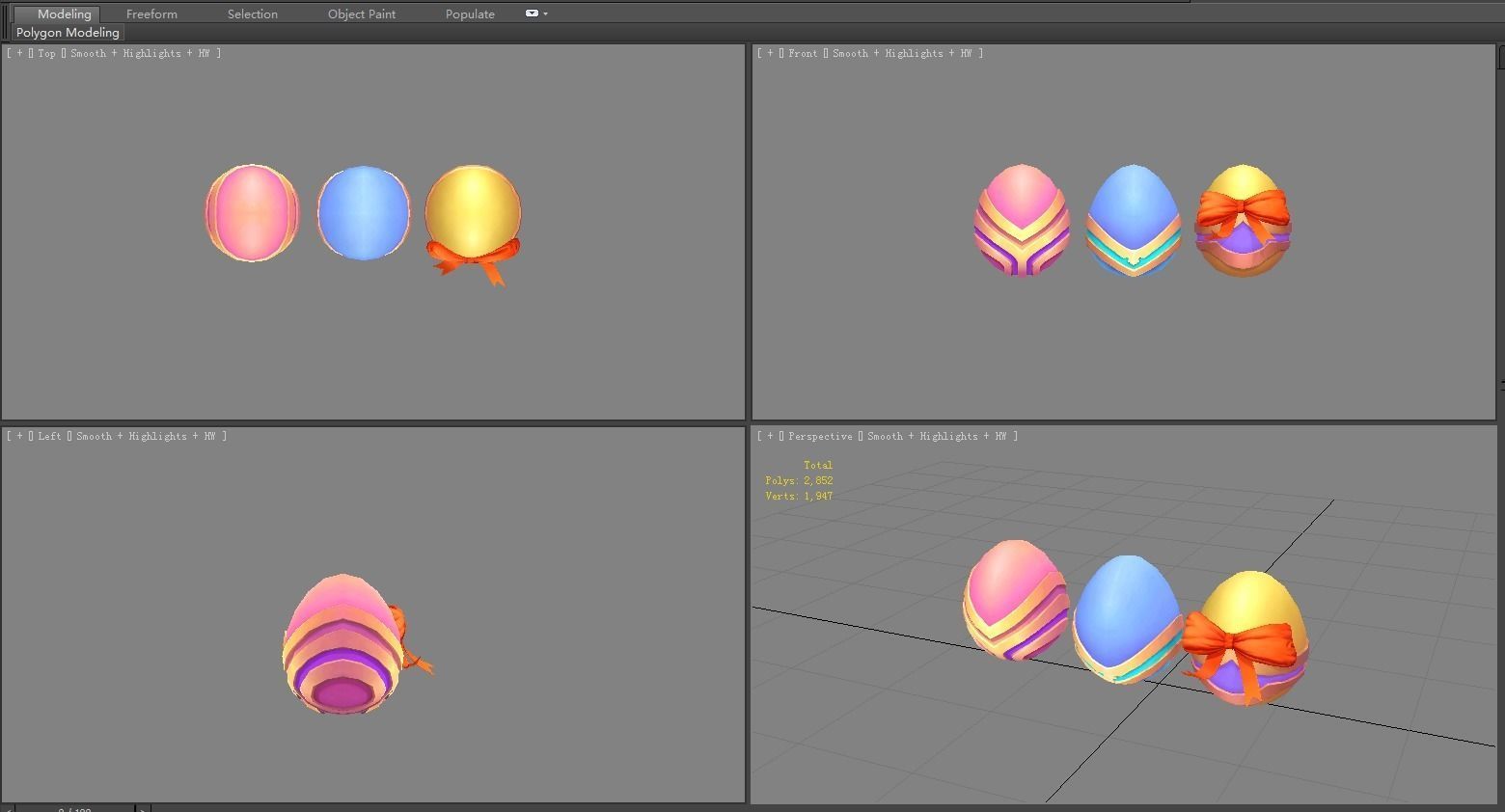 Cartoon Easter eggs Low-poly 3D model_3
