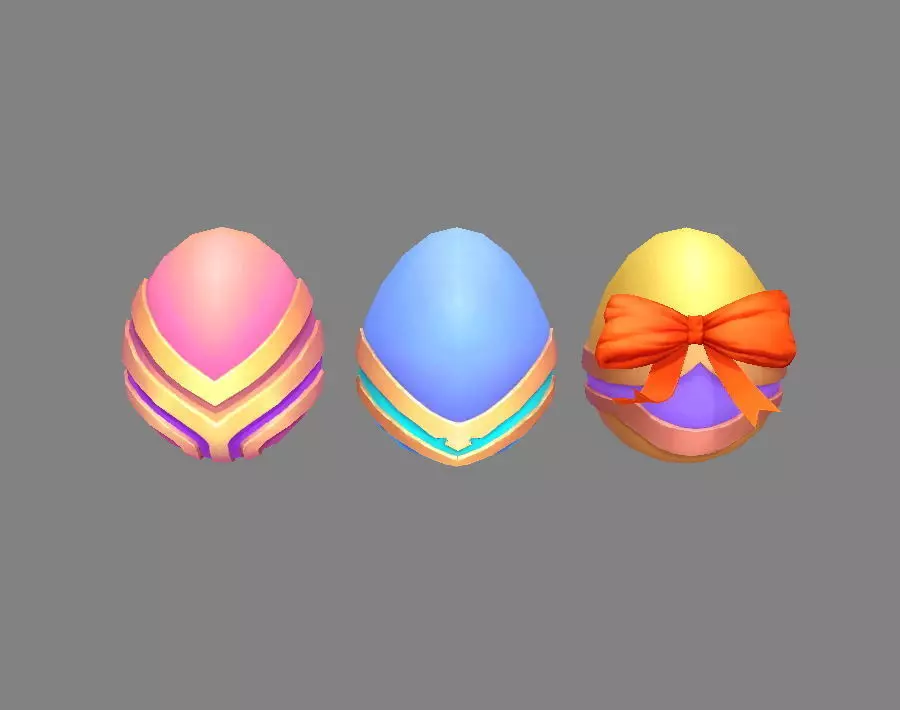 Cartoon Easter eggs Low-poly 3D model_0