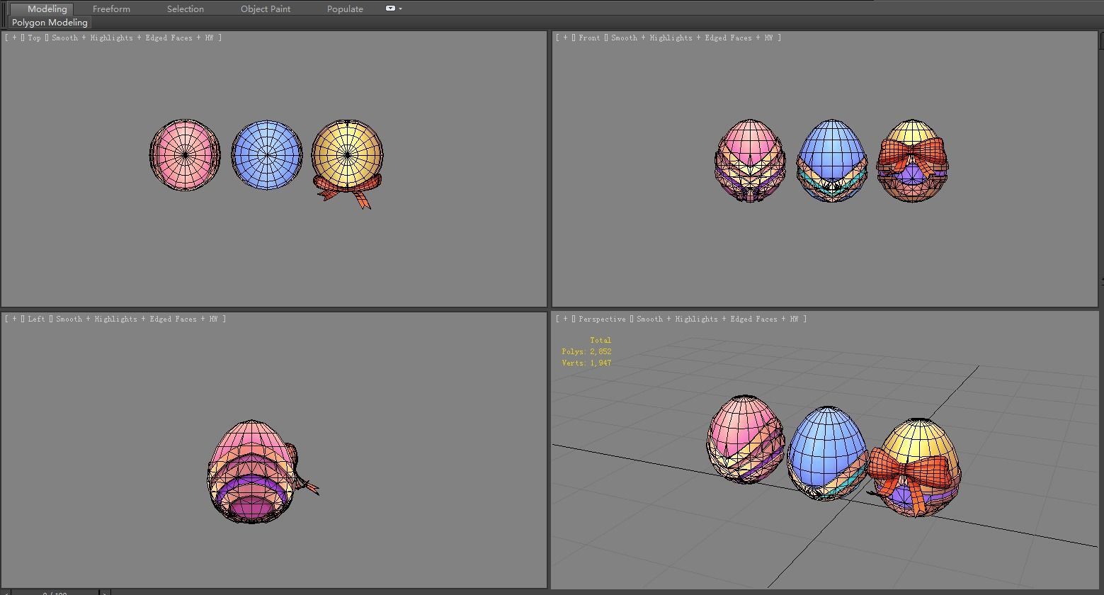 Cartoon Easter eggs Low-poly 3D model_4