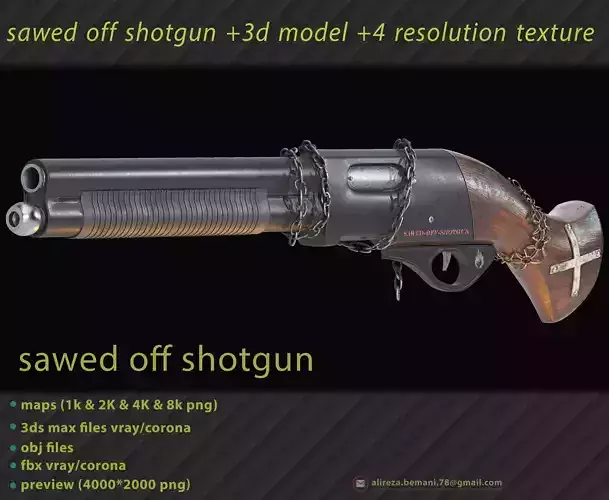 Sawed Off Shotgun With four textures resolutions