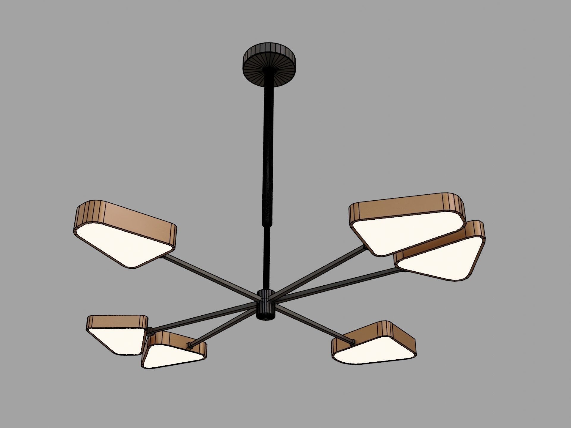 Staggered Glass 6 Light Chandelier Low-poly 3D model_1