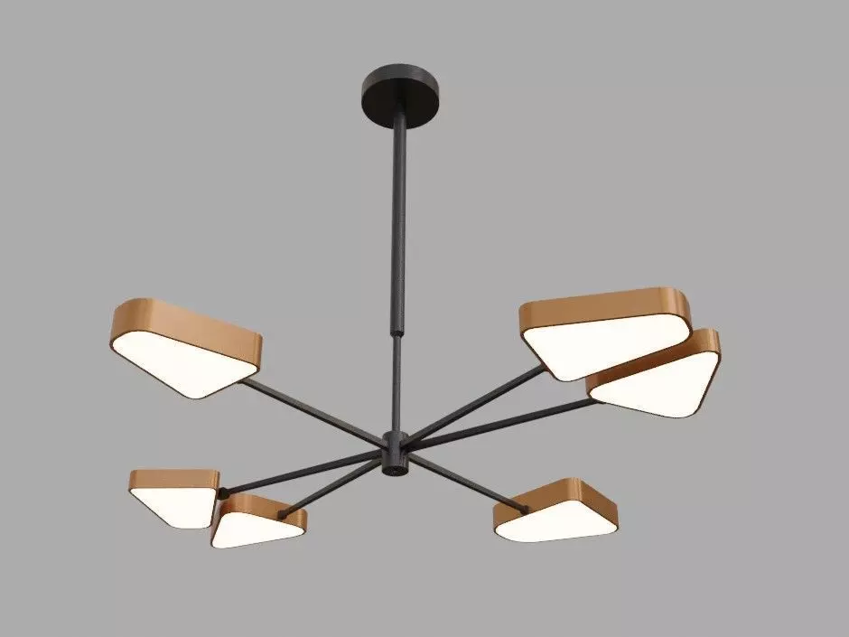 Staggered Glass 6 Light Chandelier Low-poly 3D model_0