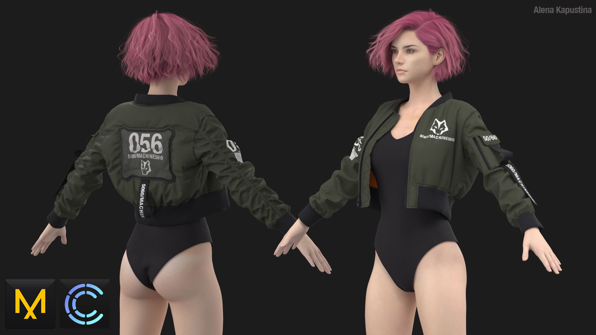 Bomber jacket  Bodysuit  Marvelous Designer  Clo 3D project  3D model_2