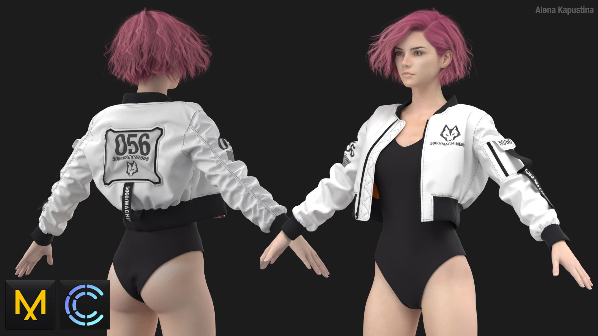 Bomber jacket  Bodysuit  Marvelous Designer  Clo 3D project  3D model_4