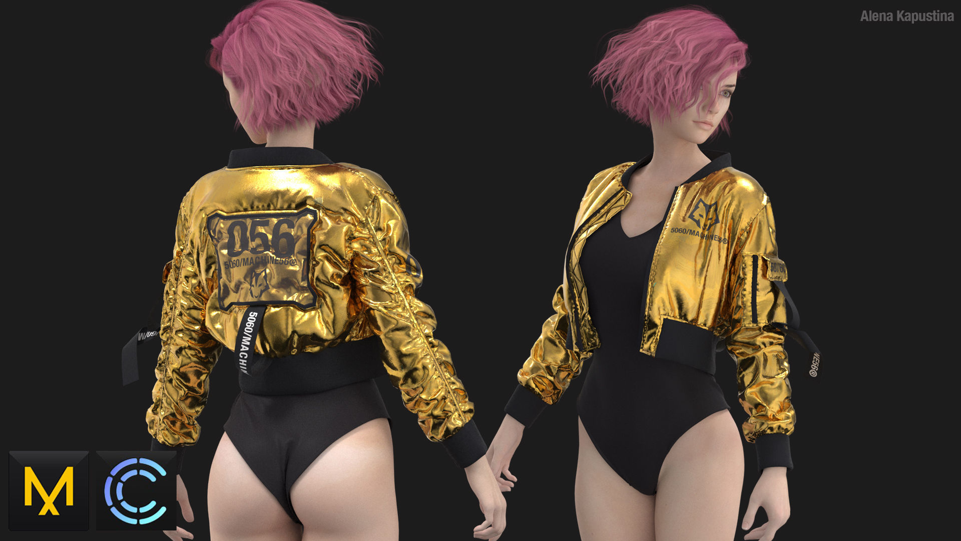 Bomber jacket  Bodysuit  Marvelous Designer  Clo 3D project  3D model_1