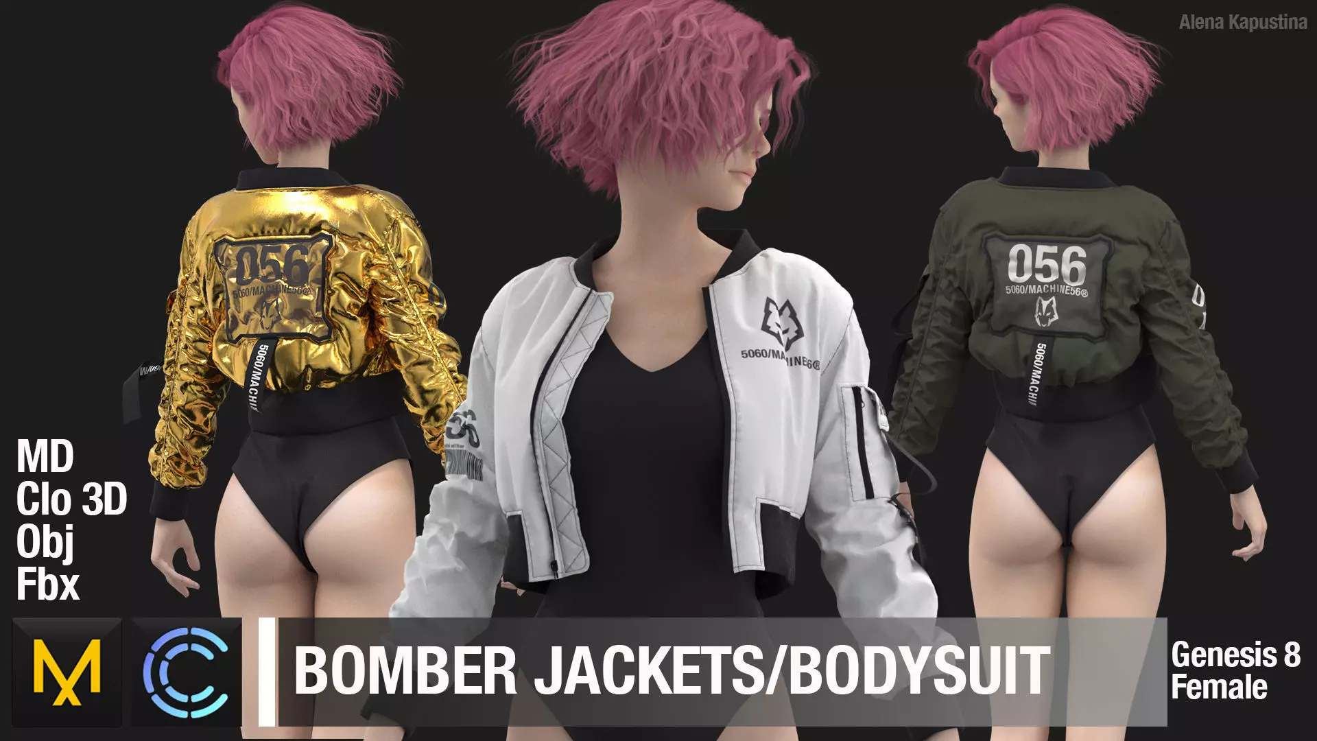 Bomber jacket  Bodysuit  Marvelous Designer  Clo 3D project  3D model_0