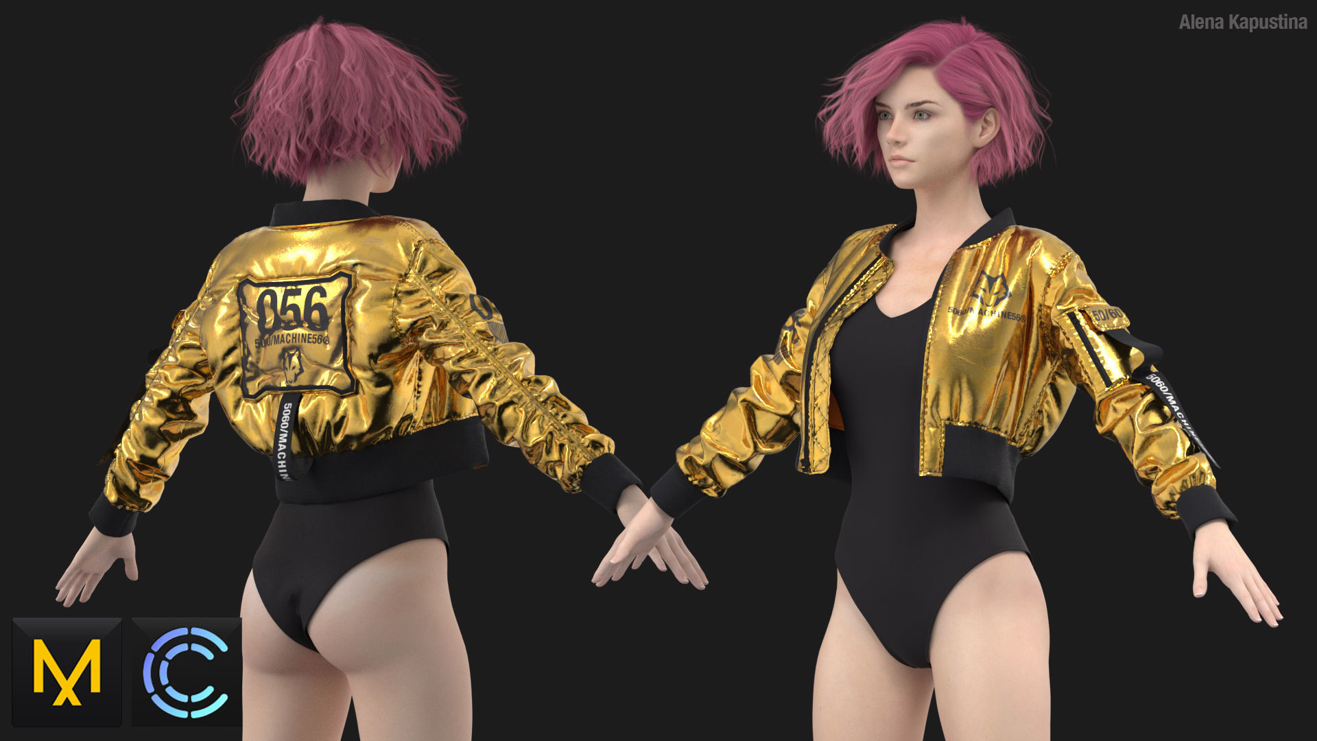 Bomber jacket  Bodysuit  Marvelous Designer  Clo 3D project  3D model_3