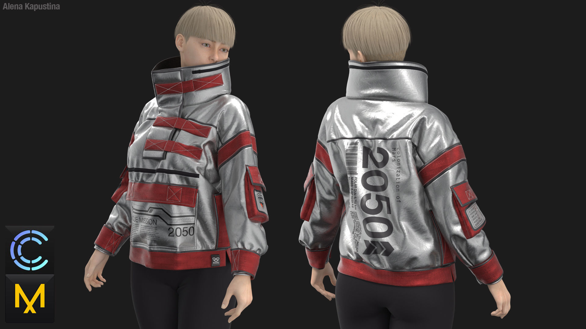 Sci-Fi Female Jacket  Marvelous Designer 3D model_3