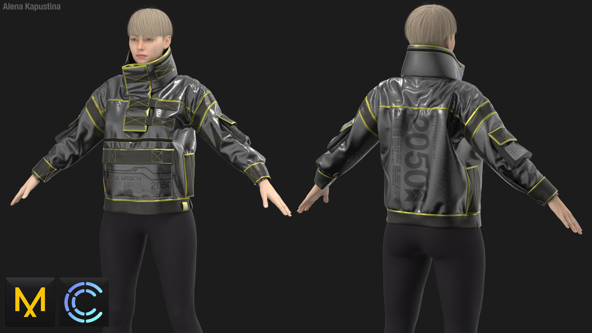Sci-Fi Female Jacket  Marvelous Designer 3D model_1