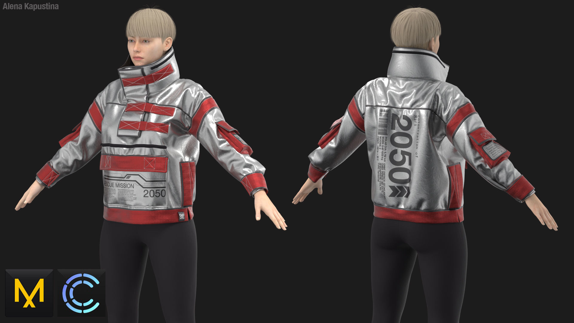 Sci-Fi Female Jacket  Marvelous Designer 3D model_2