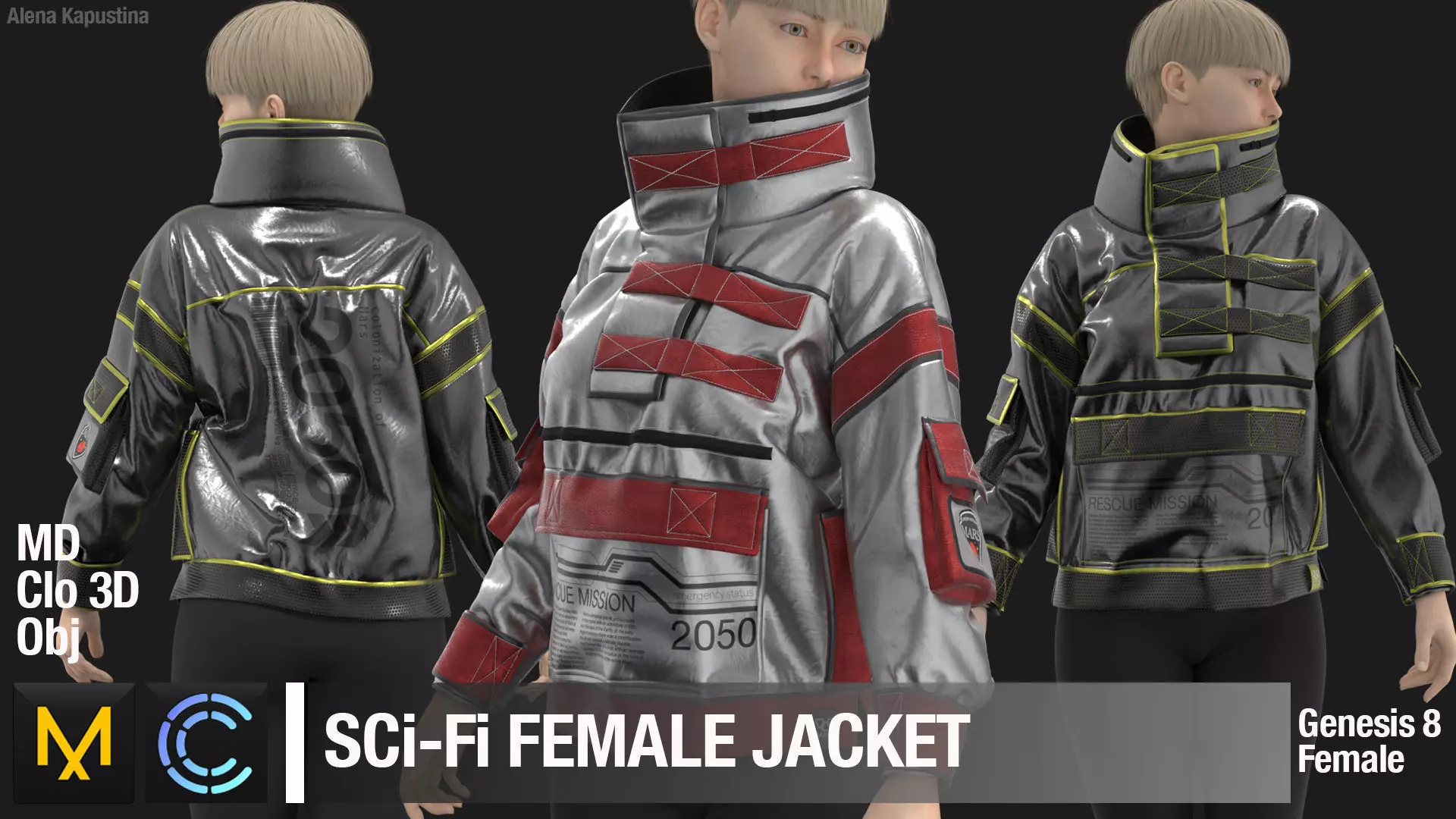 Sci-Fi Female Jacket  Marvelous Designer 3D model_0