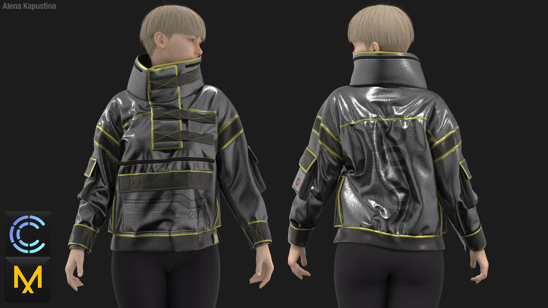 Sci-Fi Female Jacket  Marvelous Designer 3D model_4