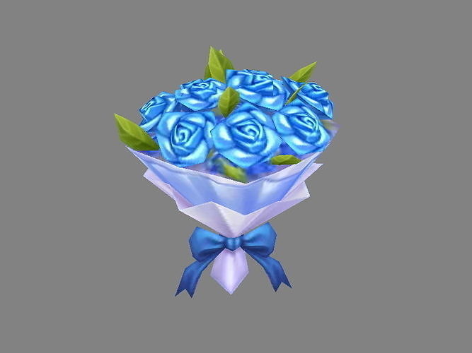 A bouquet of blue roses Low-poly 3D model