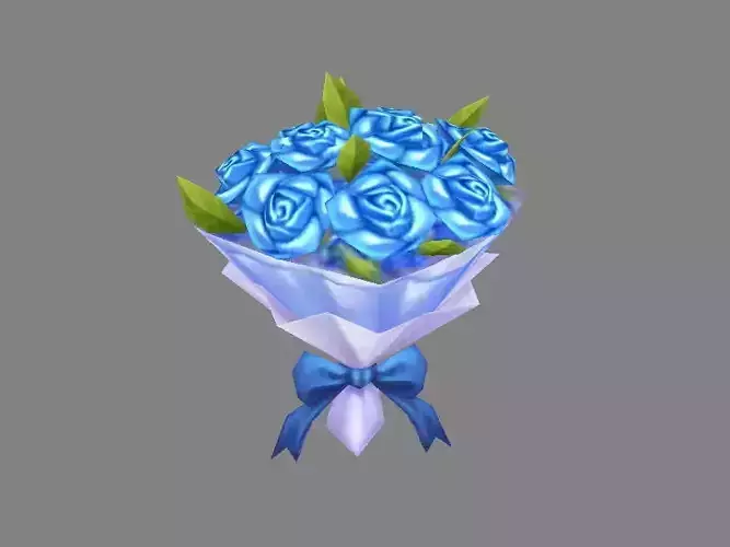 A bouquet of blue roses Low-poly 3D model