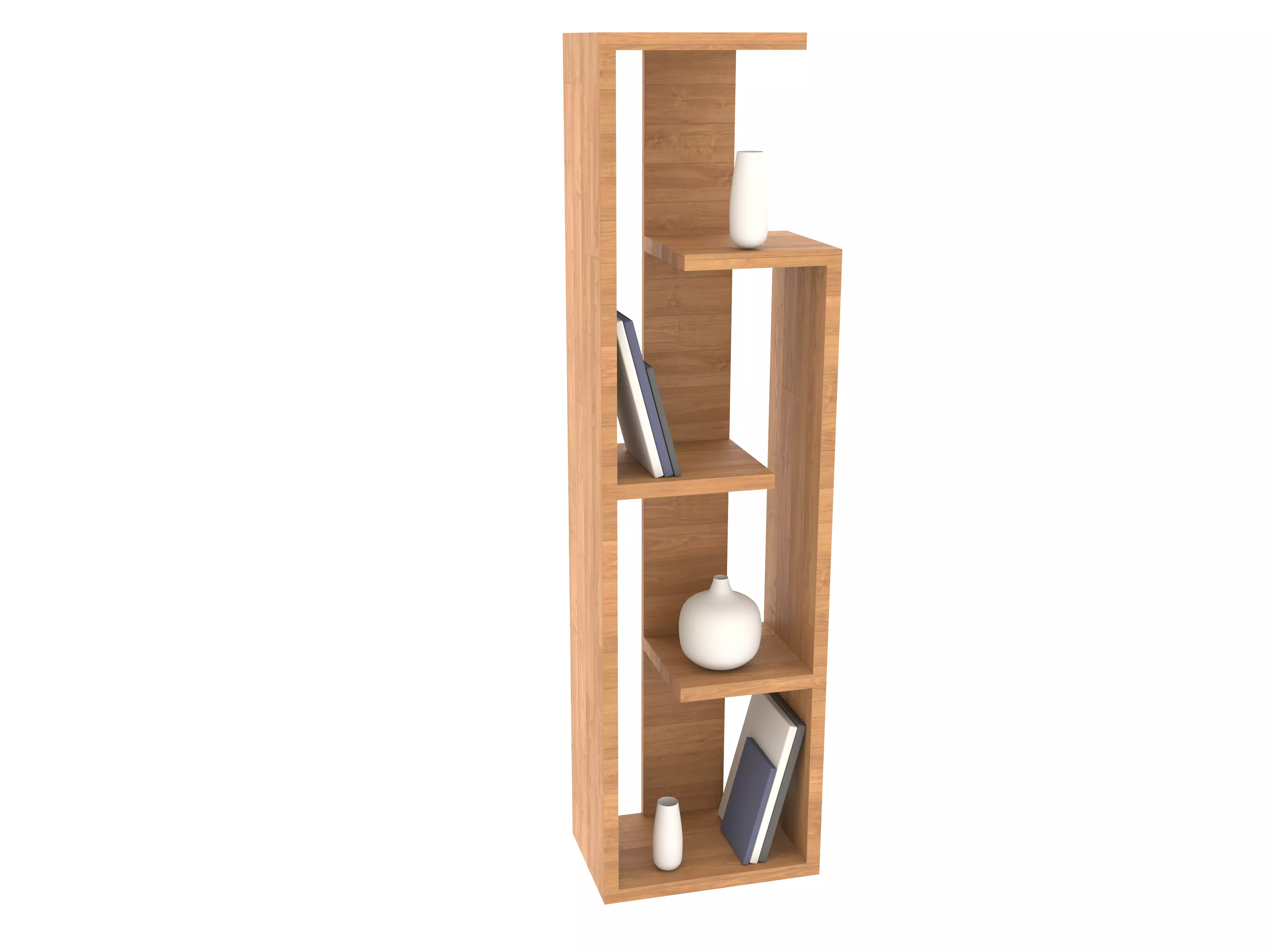 shelf wooden bookcase with three shelves Free 3D model