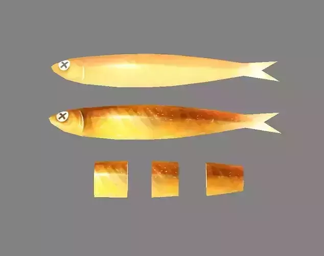 Cartoon fried fish Low-poly 3D model