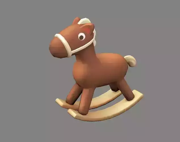 Cartoon rocking chair-Wood horse Low-poly 3D model