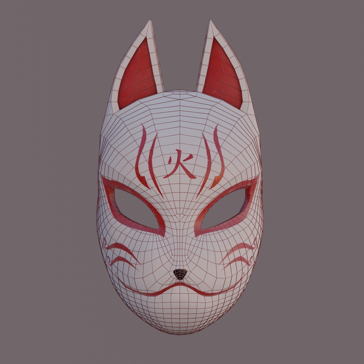 3D model Kitsune Mask VR / AR / lowpoly CGTrader