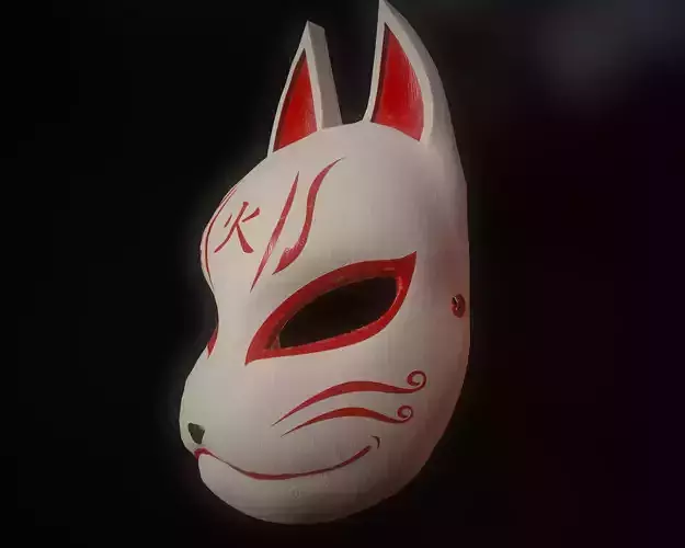 Kitsune Mask Low-poly 3D model