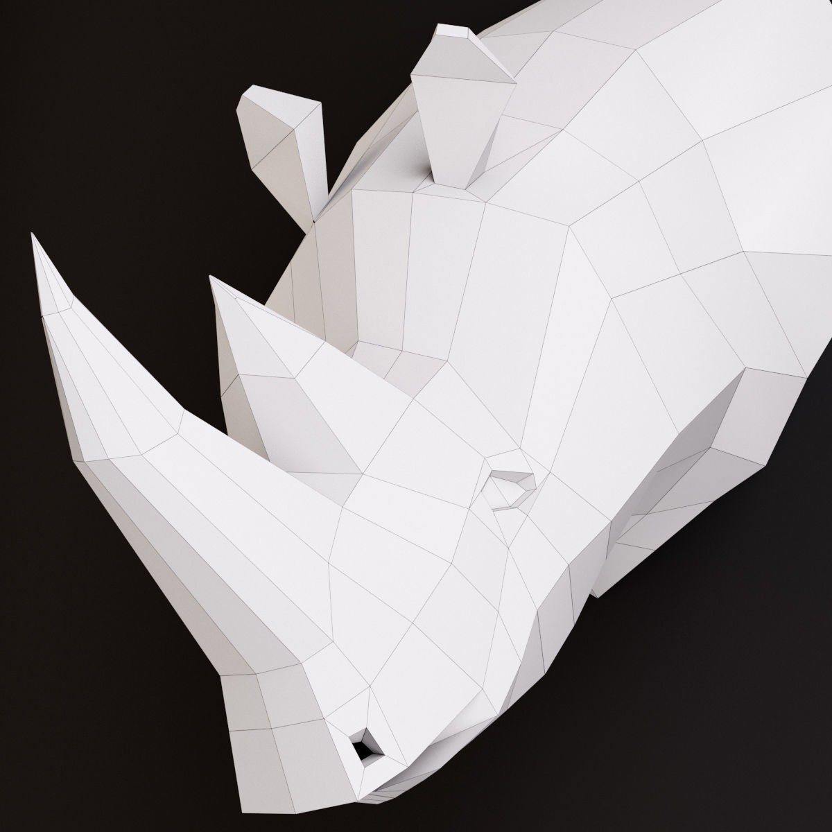 Rhinoceros low poly head 3D model_5