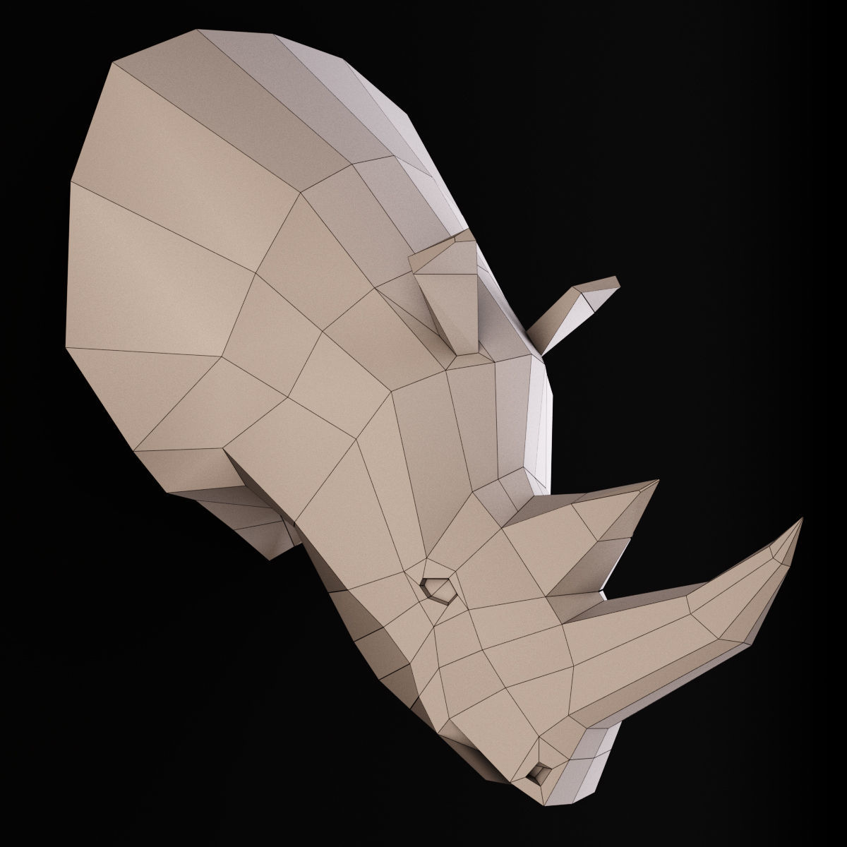 Rhinoceros low poly head 3D model_3