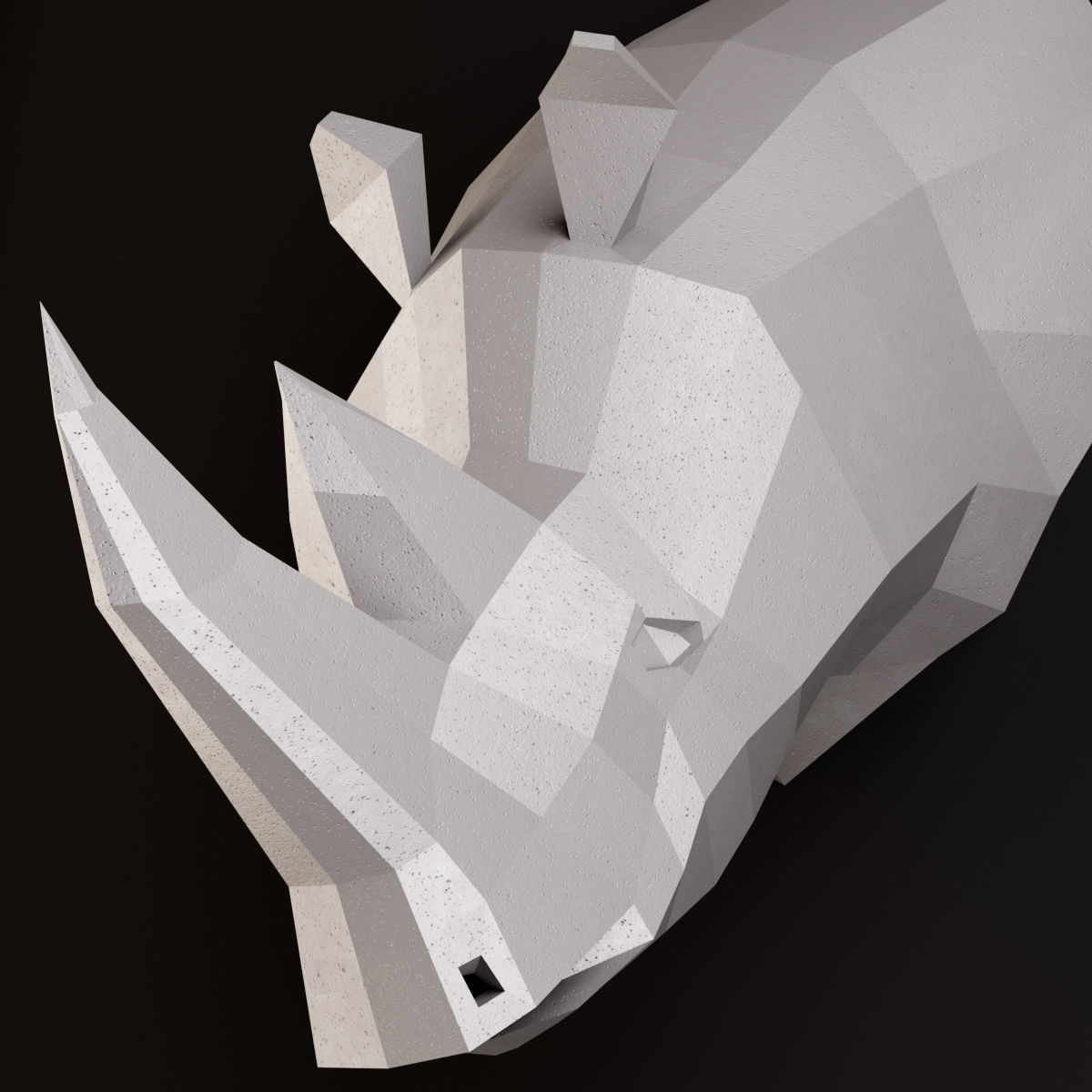 Rhinoceros low poly head 3D model_4