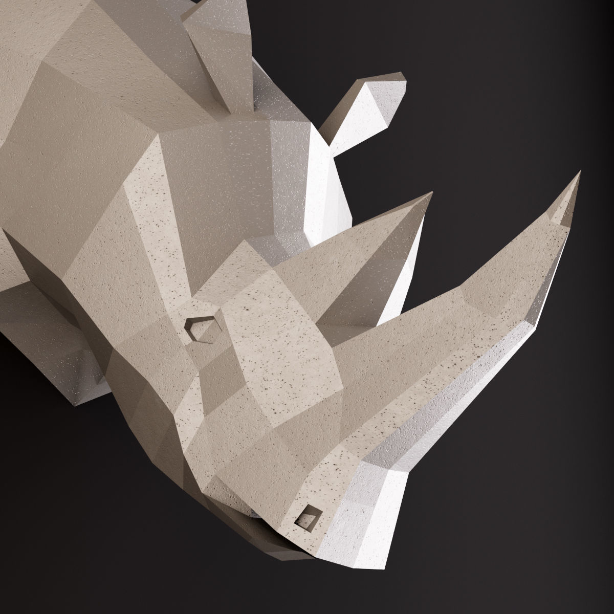 Rhinoceros low poly head 3D model_6