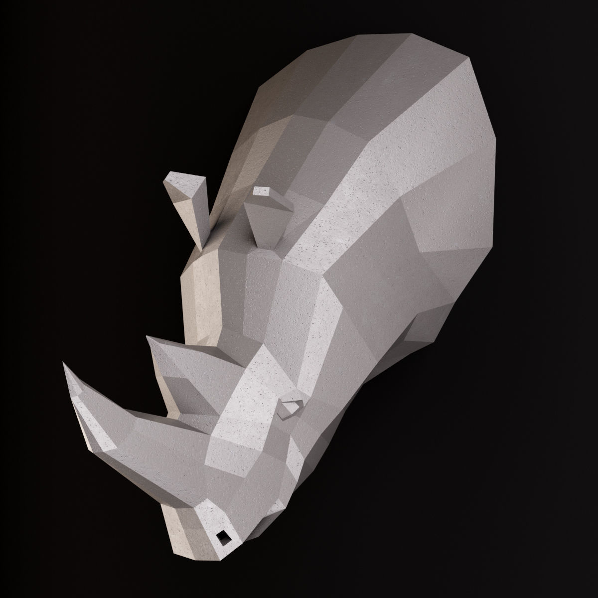 Rhinoceros low poly head 3D model_9