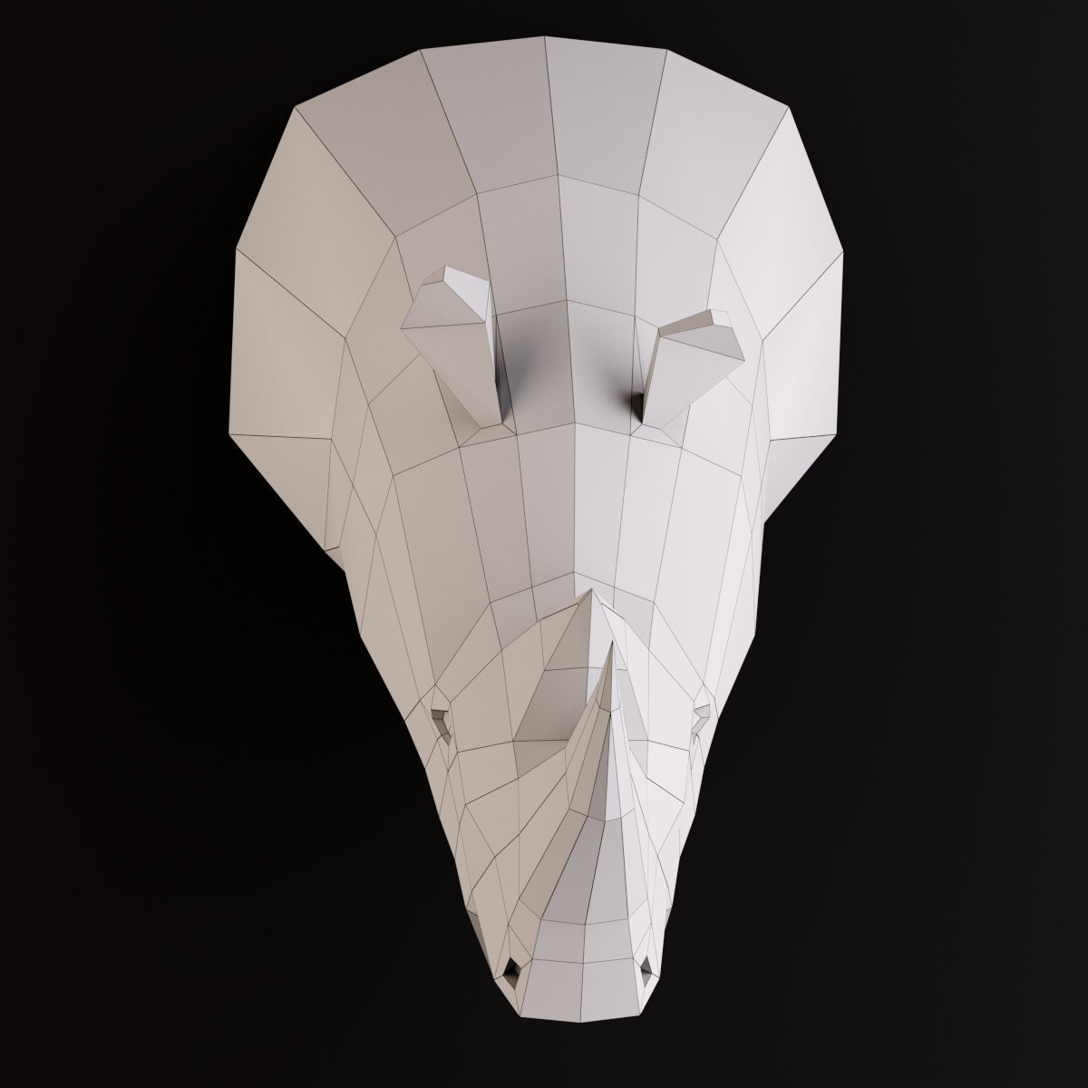 Rhinoceros low poly head 3D model_1
