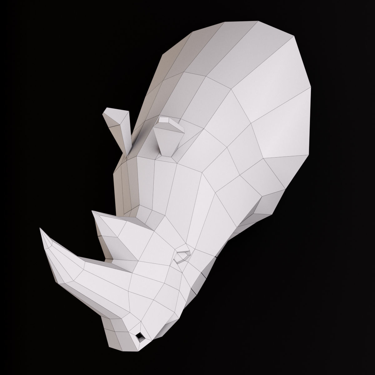 Rhinoceros low poly head 3D model_8