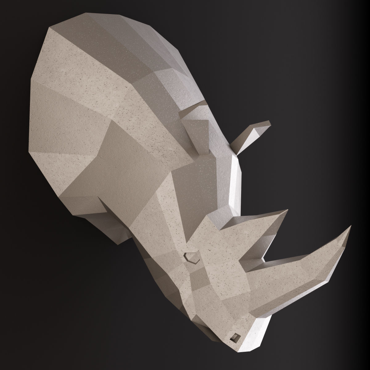 Rhinoceros low poly head 3D model_2