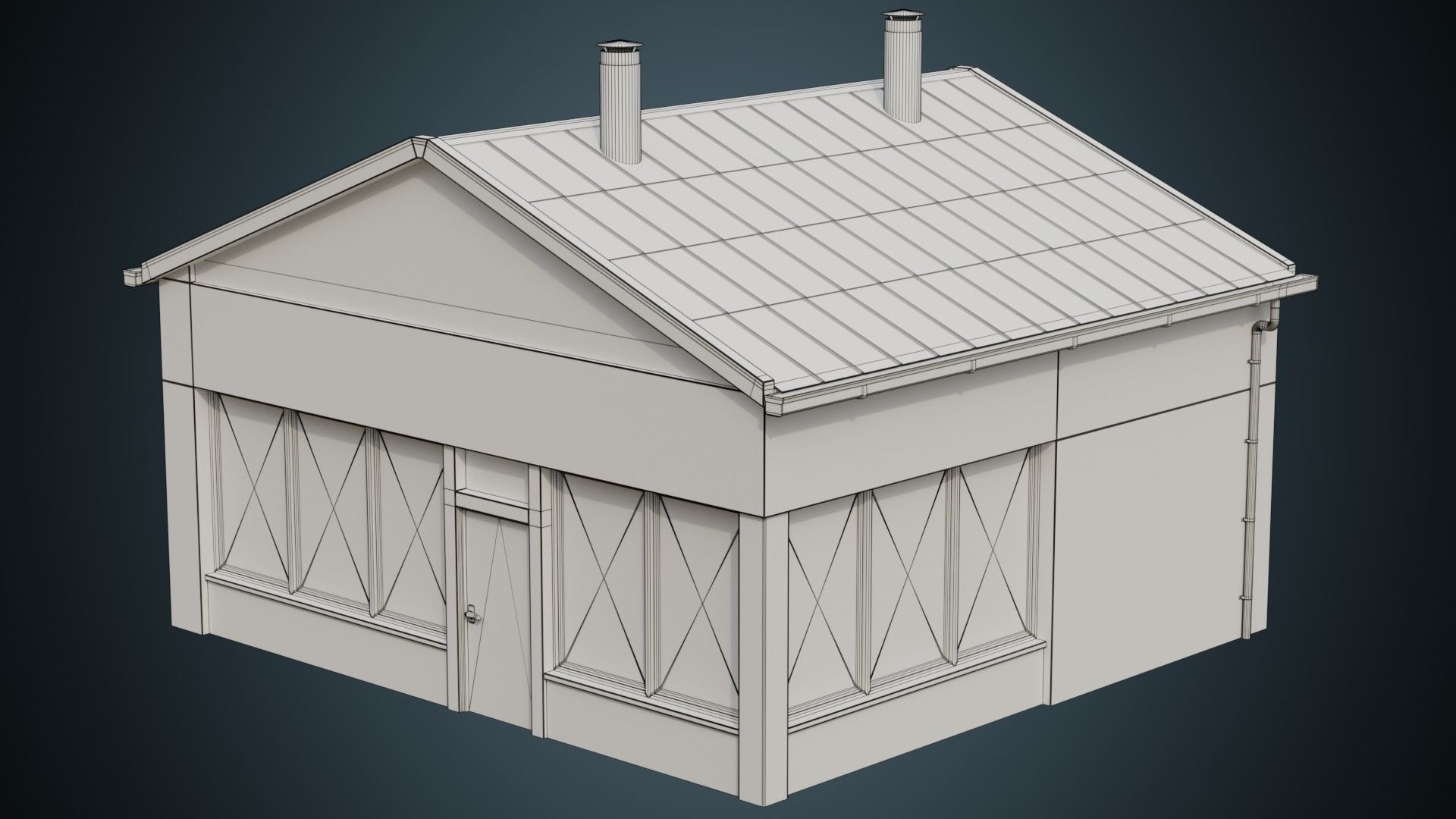 Building 1A Low-poly 3D model_8