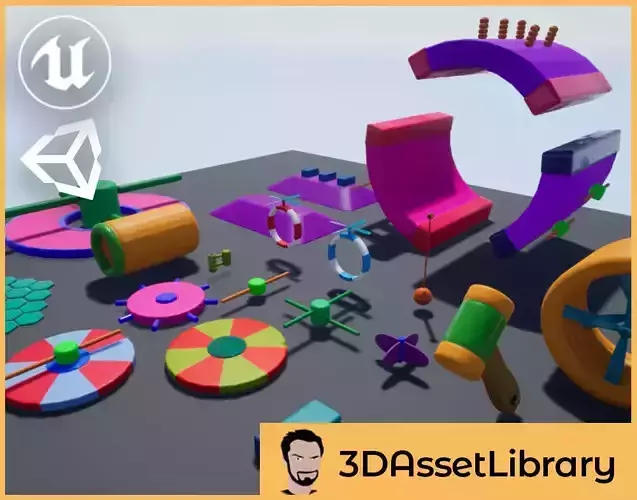 Fun Obstacle Course Expansion For Unreal And Unity Low-poly 3D model