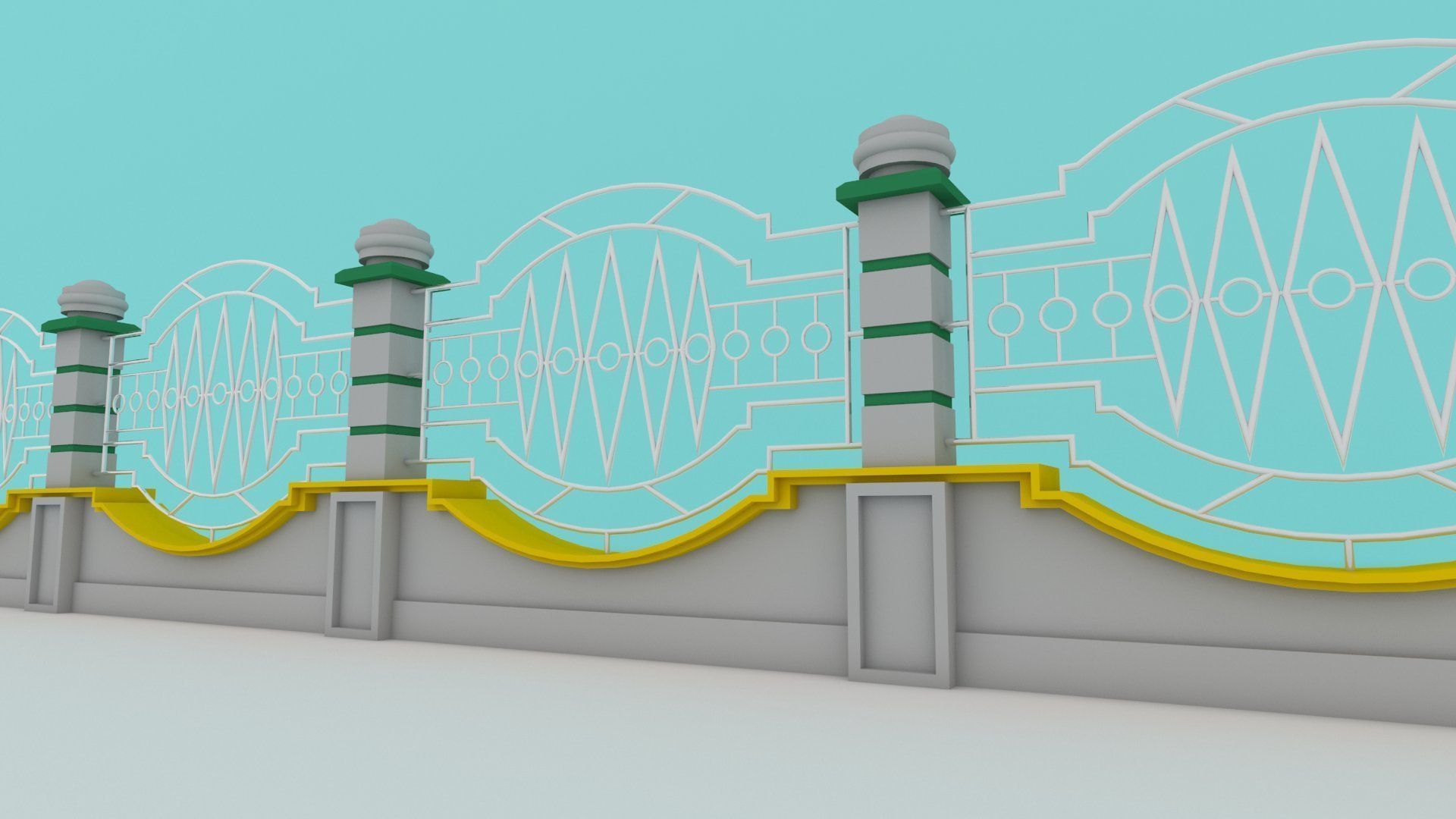 fence architectural Low-poly 3D model_4