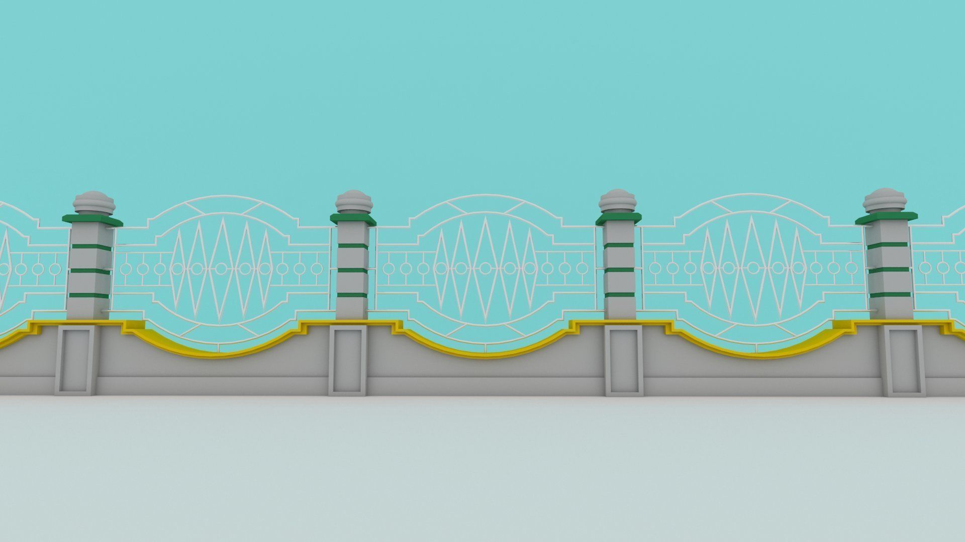 fence architectural Low-poly 3D model_2