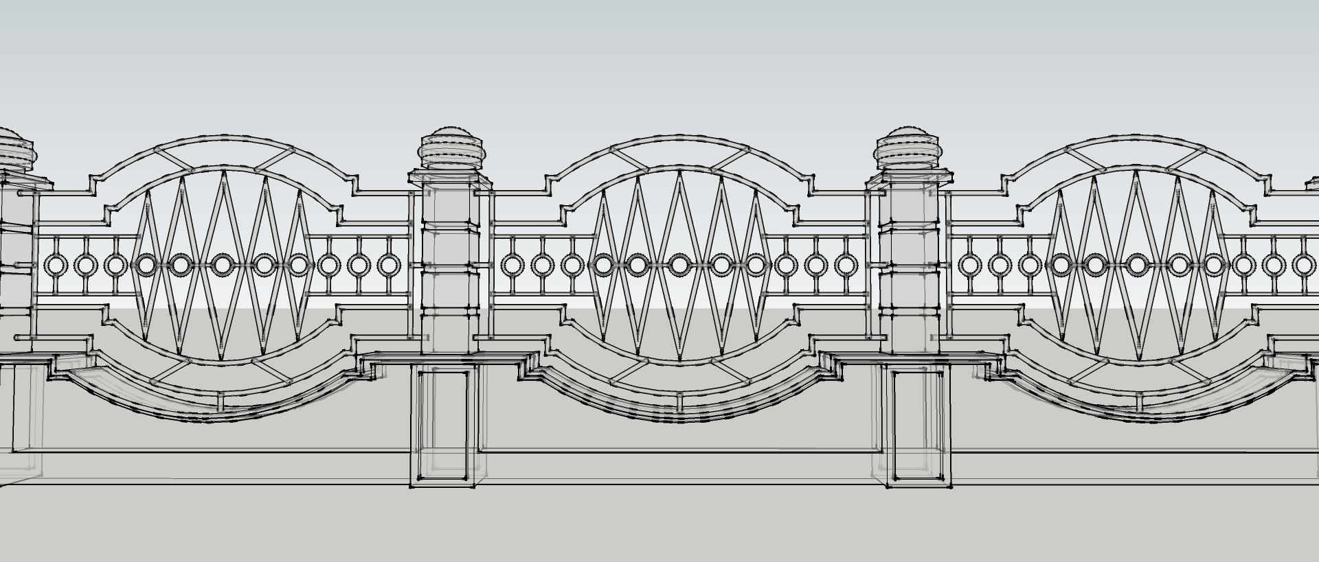 fence architectural Low-poly 3D model_1