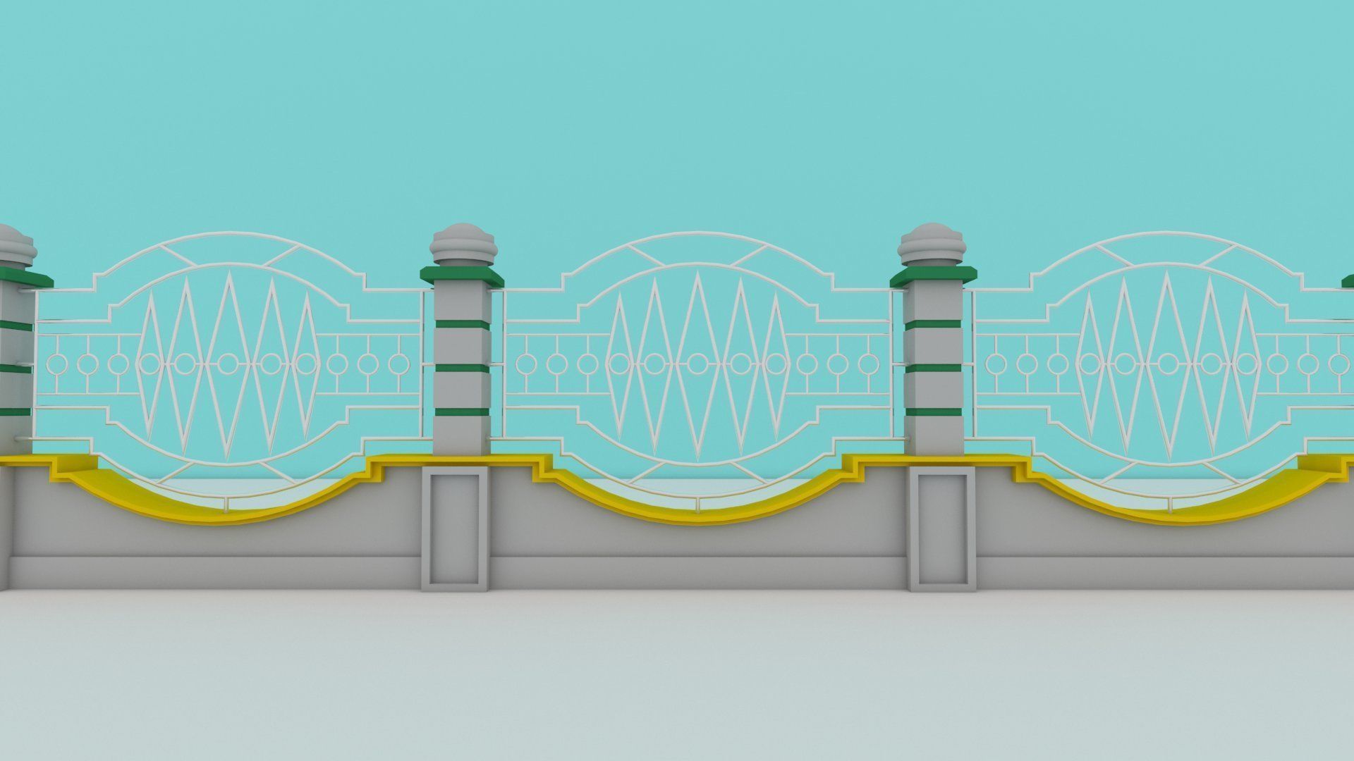 fence architectural Low-poly 3D model_7