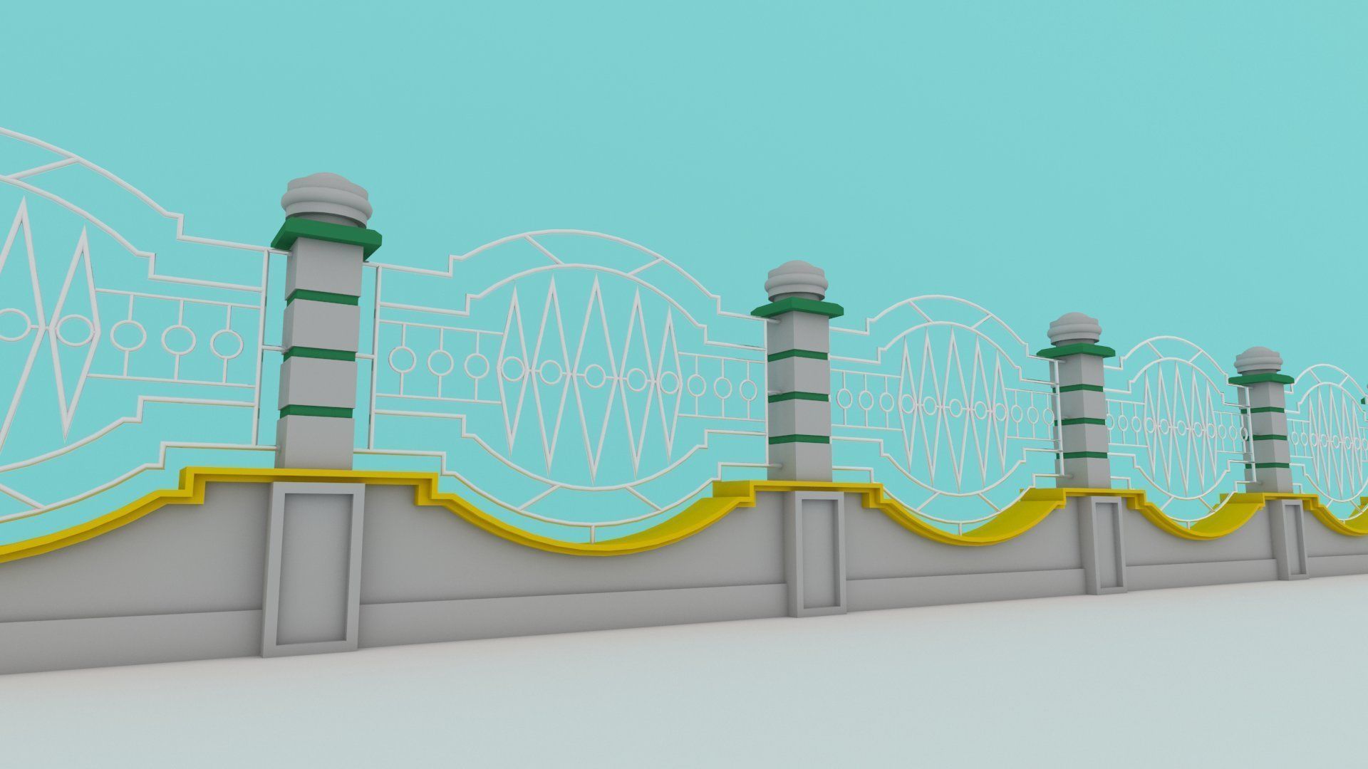 fence architectural Low-poly 3D model_3
