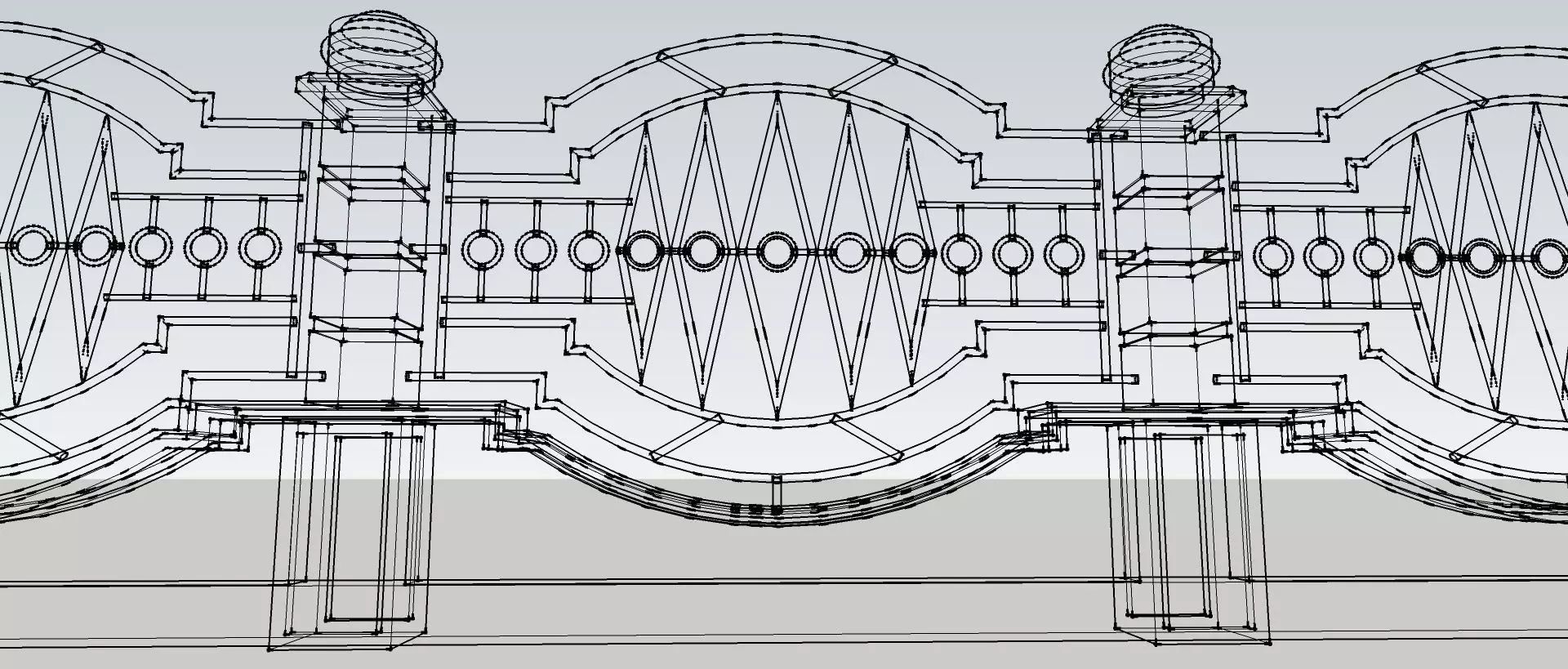 fence architectural Low-poly 3D model_0