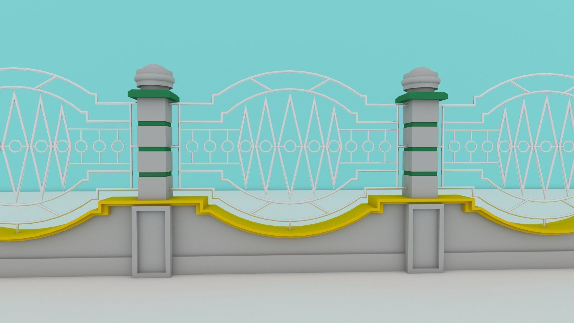 fence architectural Low-poly 3D model_6