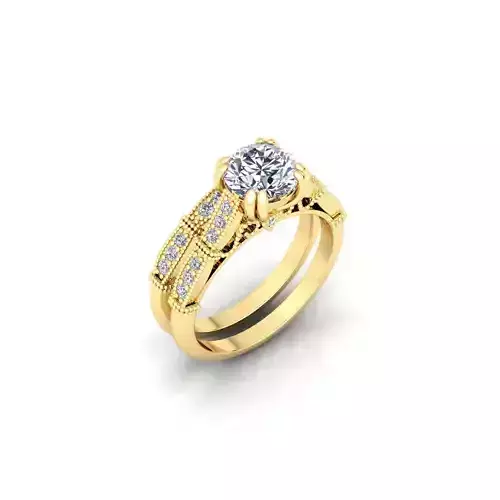 Set Ring 3d Model Print engagement in rose gold