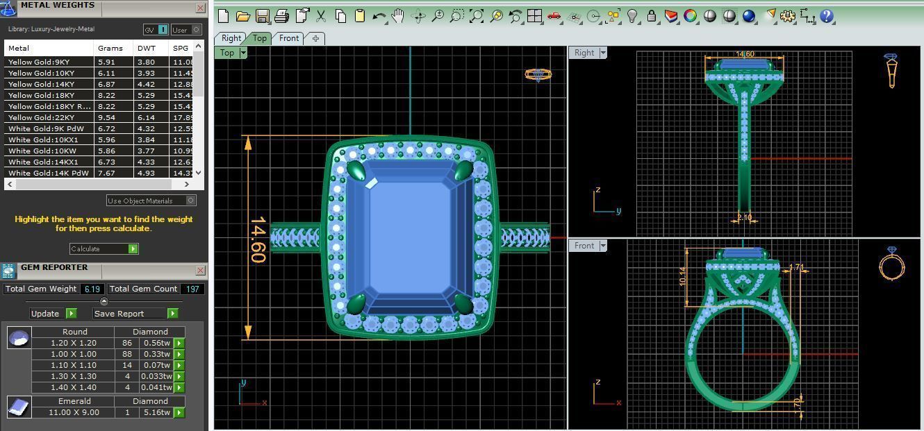 Big Emrald Ring 3d Model 3D print model_3