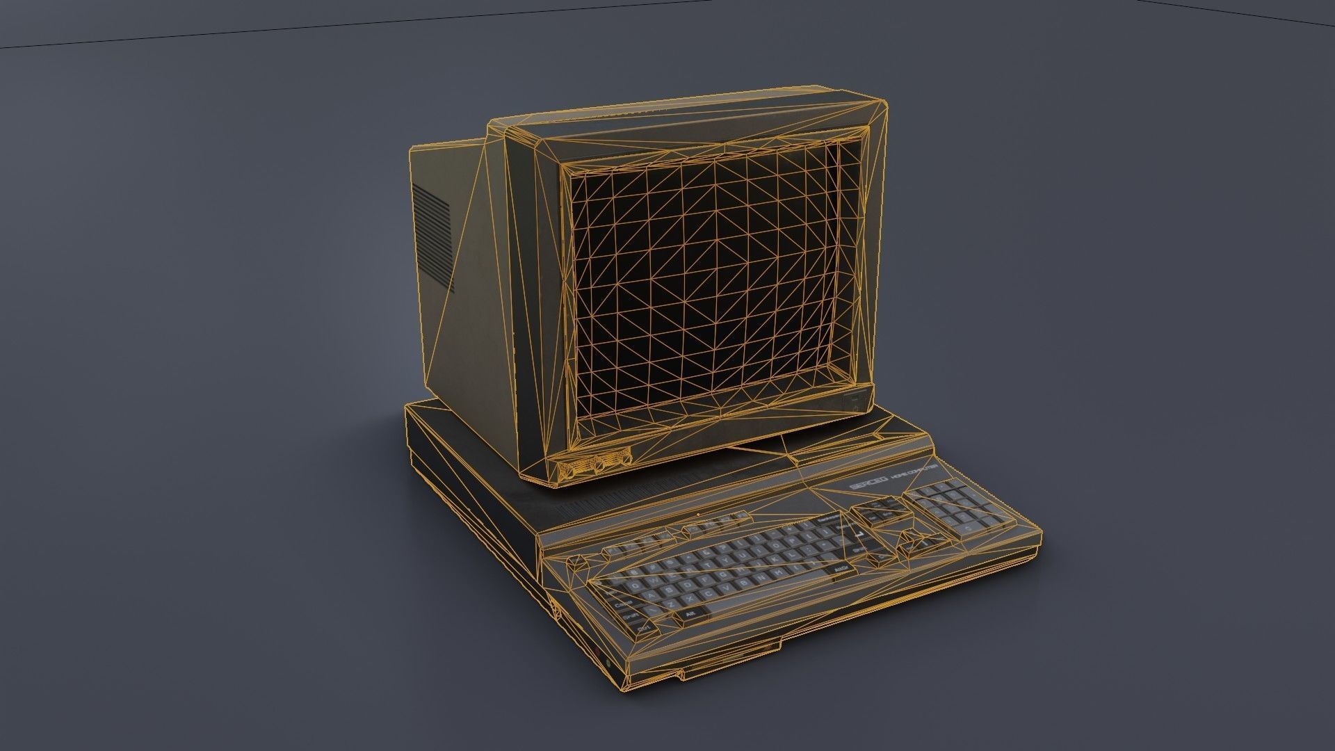 Old Home Computer - Microcomputer Low-poly 3D model_35