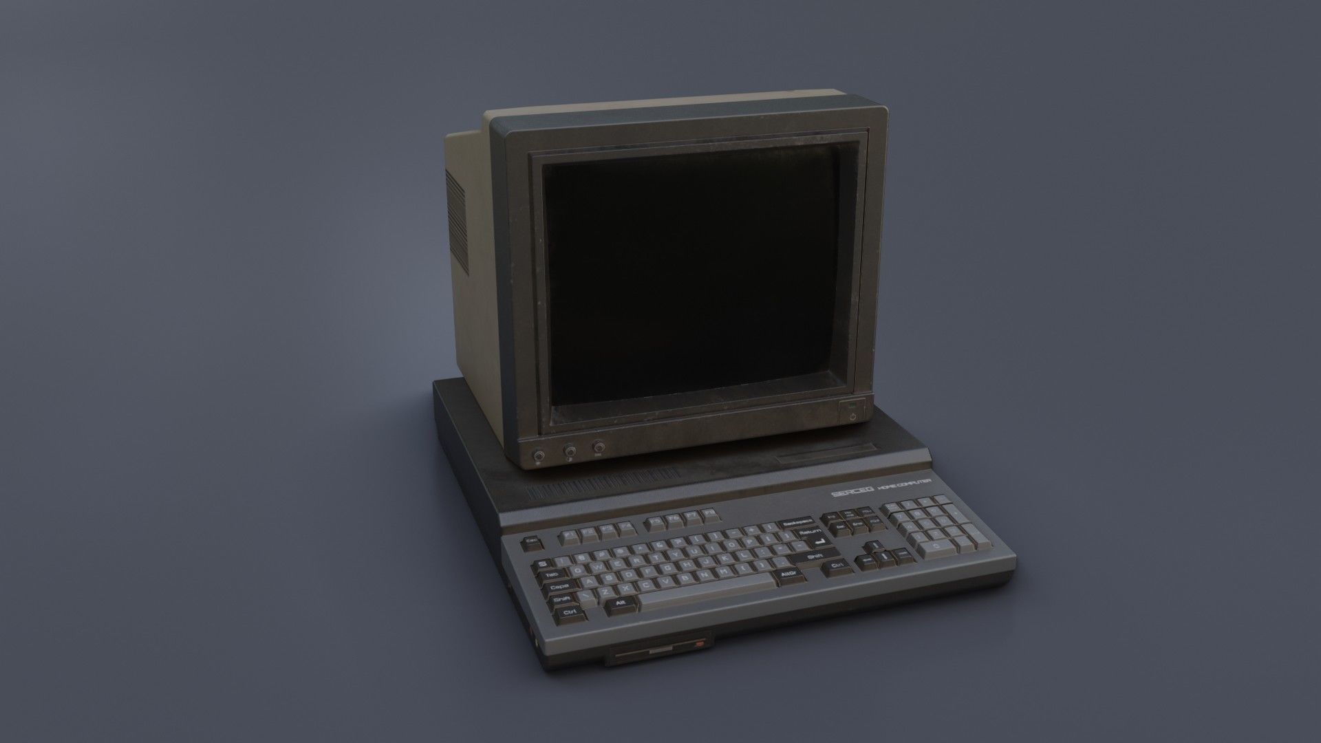 Old Home Computer - Microcomputer Low-poly 3D model_2