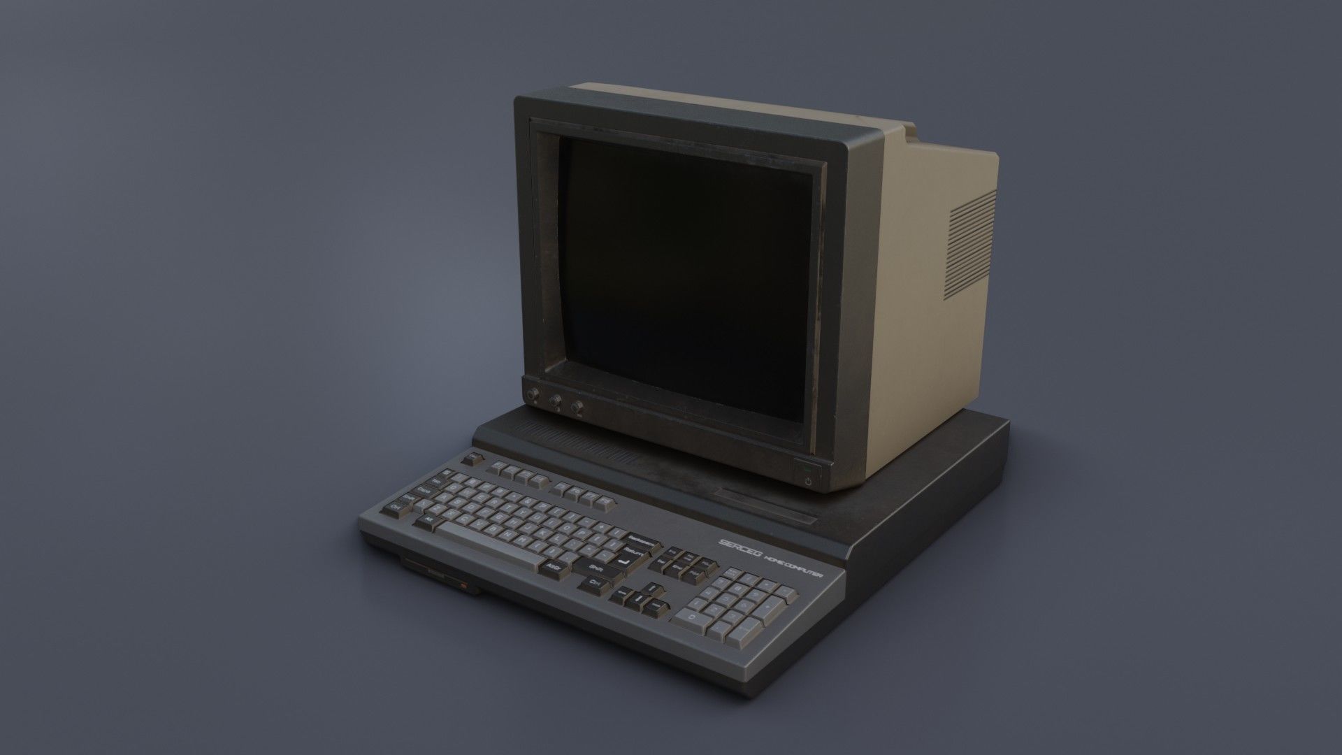 Old Home Computer - Microcomputer Low-poly 3D model_7