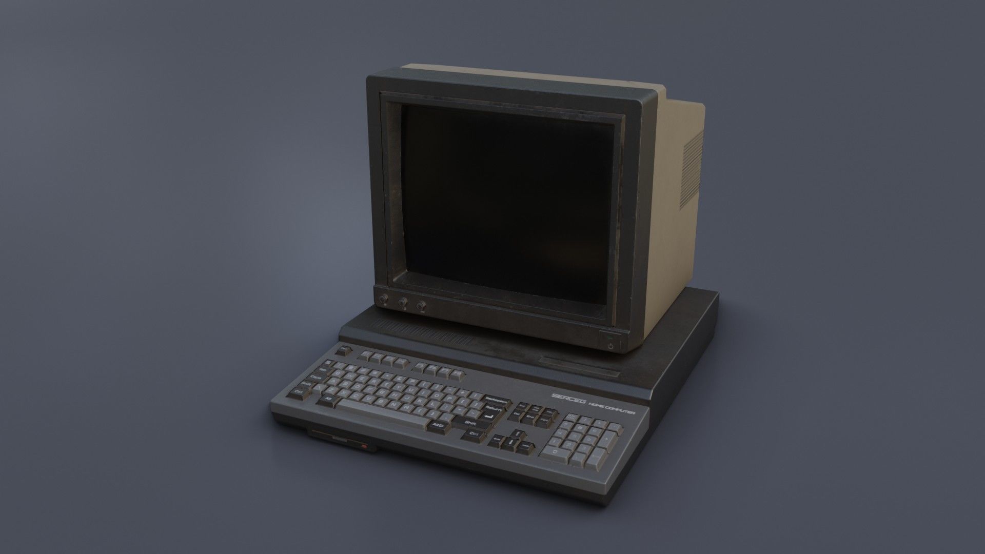 Old Home Computer - Microcomputer Low-poly 3D model_6