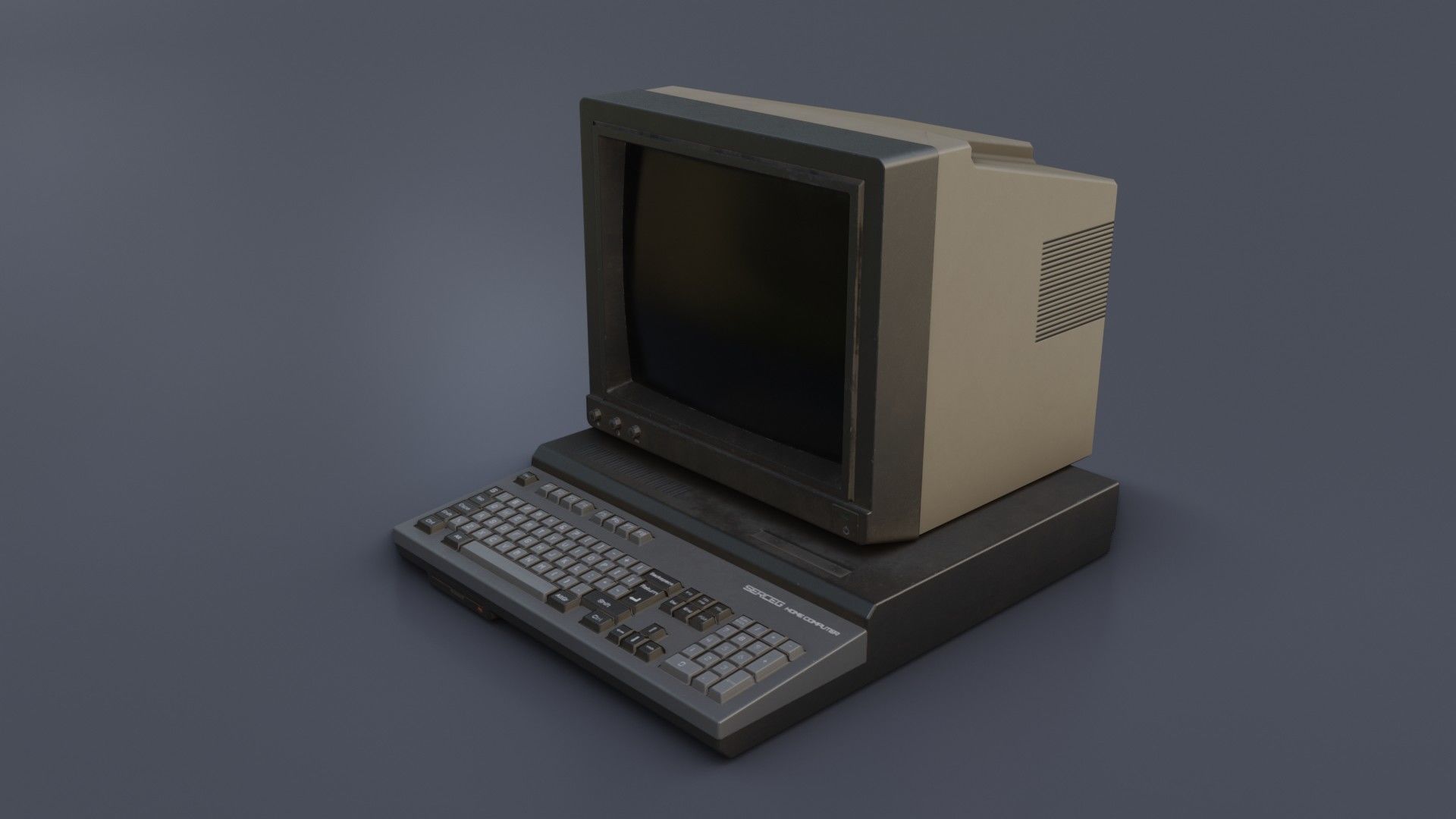 Old Home Computer - Microcomputer Low-poly 3D model_8