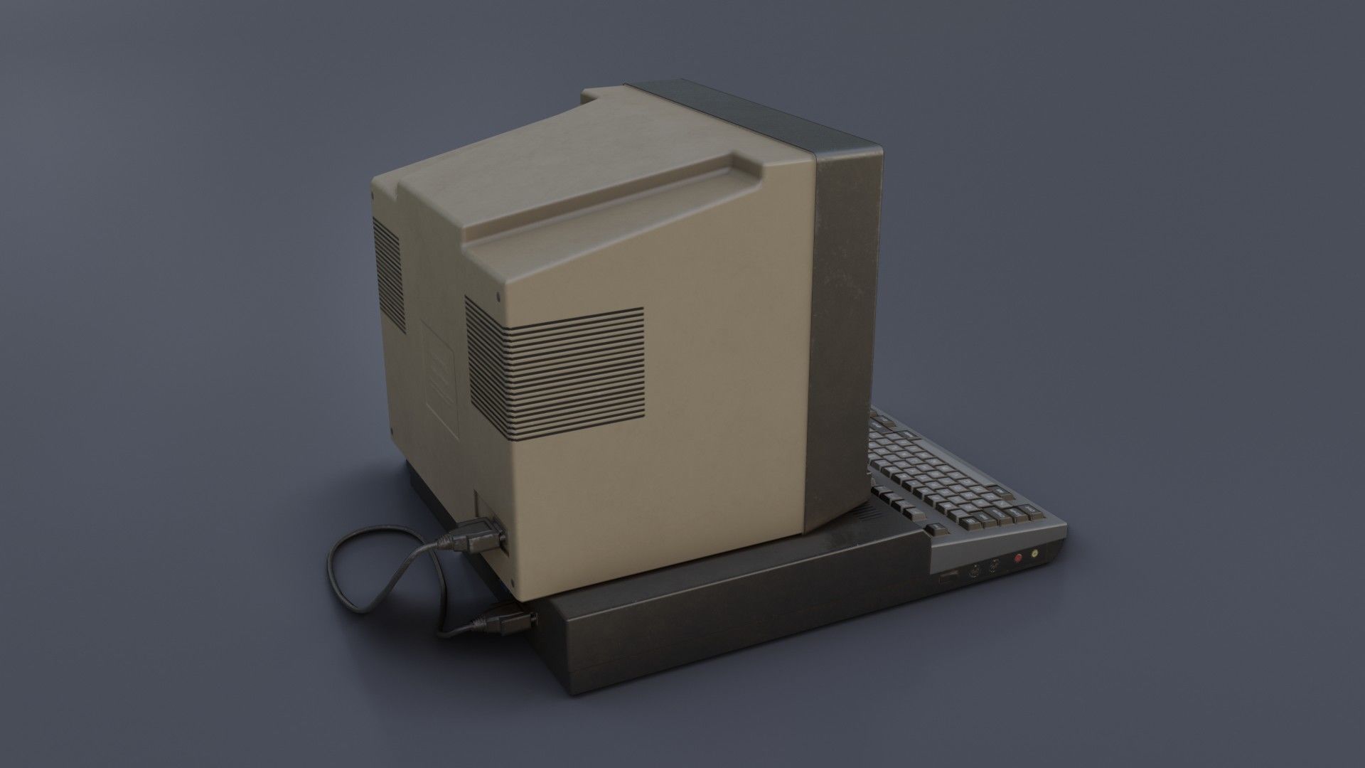 Old Home Computer - Microcomputer Low-poly 3D model_26