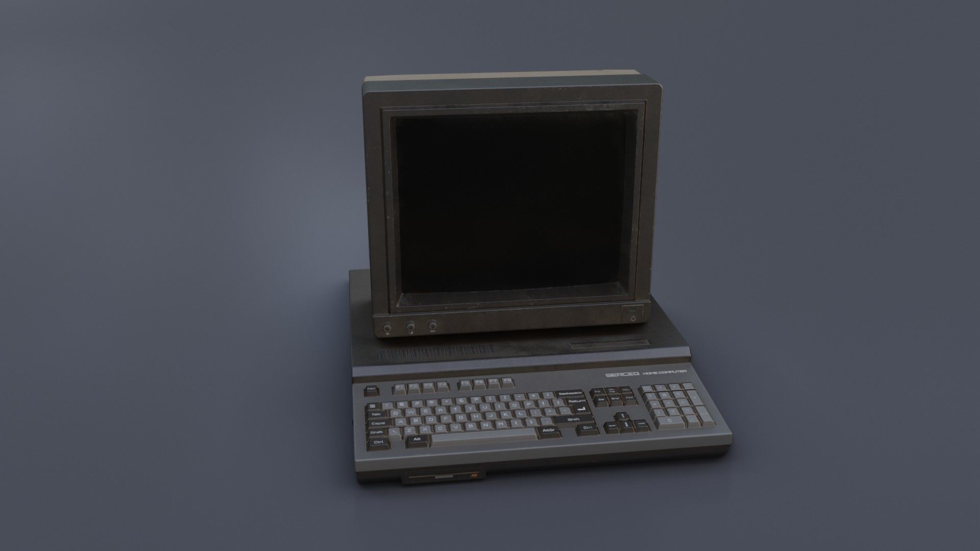 Old Home Computer - Microcomputer Low-poly 3D model_3