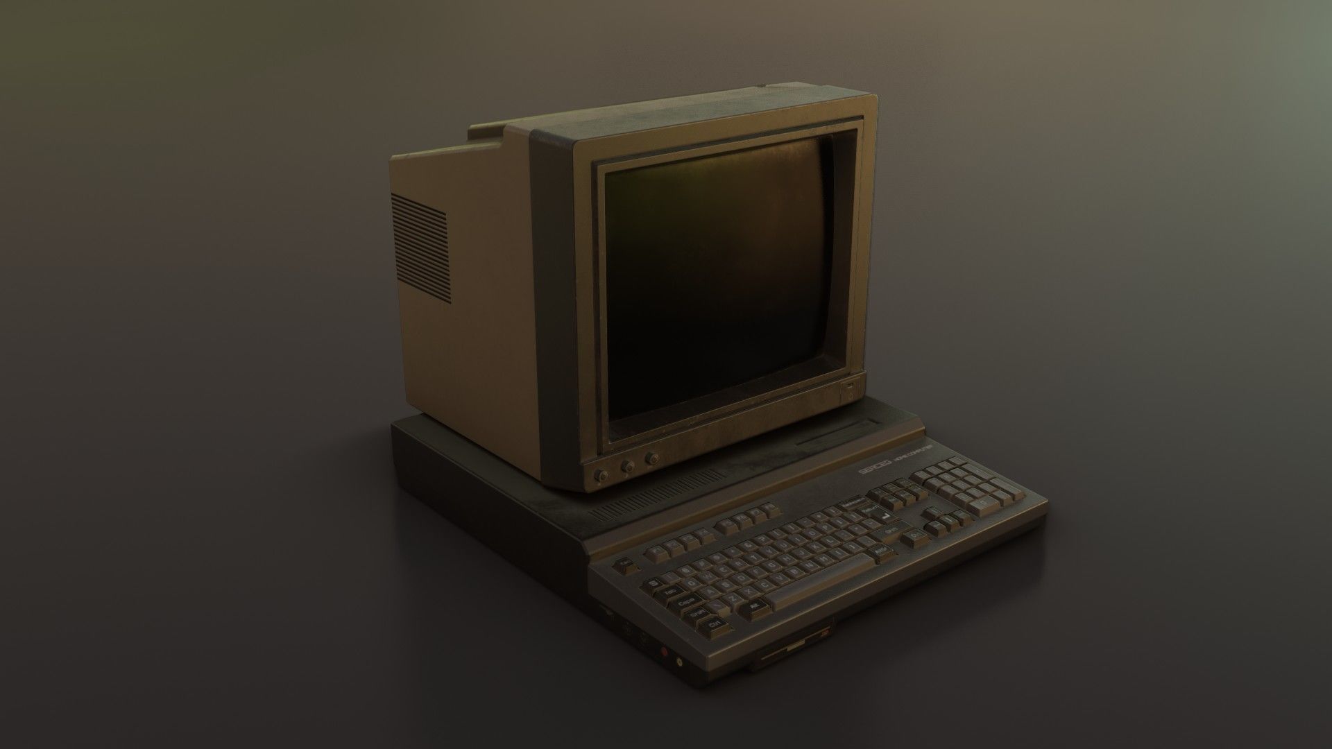 Old Home Computer - Microcomputer Low-poly 3D model_1